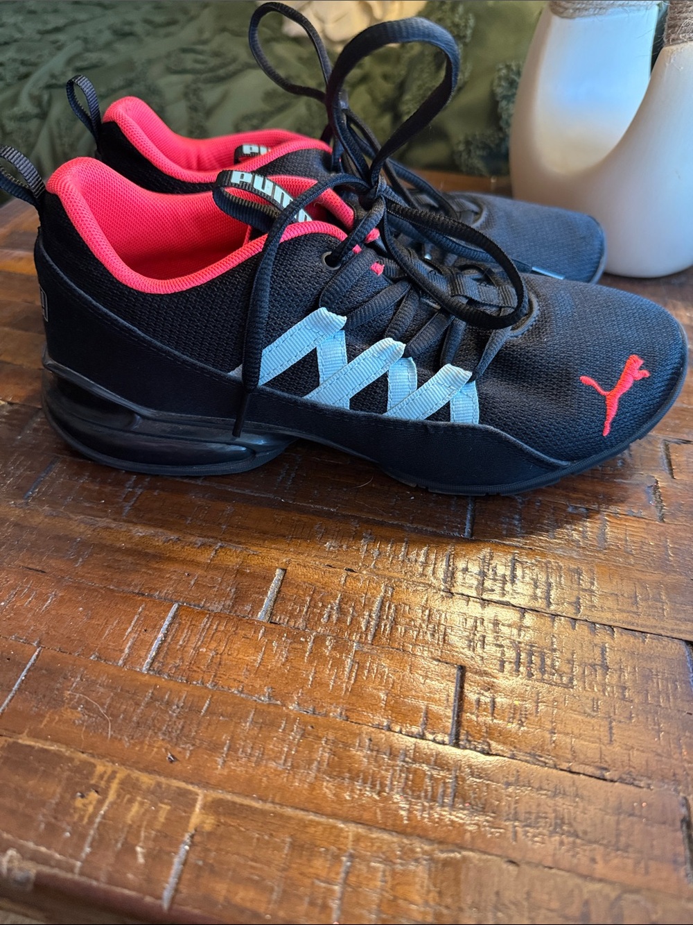 Puma women’s Black Sneakers with Pink Lining and Gray Accents
